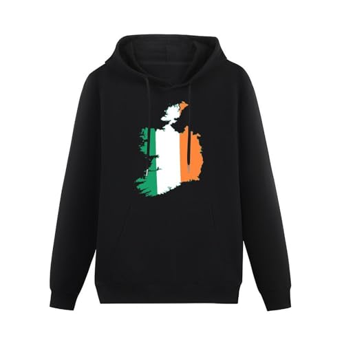 Flag Map of Ireland Unisex Casual Hoodies Long Sleeve Lightweight Pullover Tops Loose Sweatshirt with Pocket3