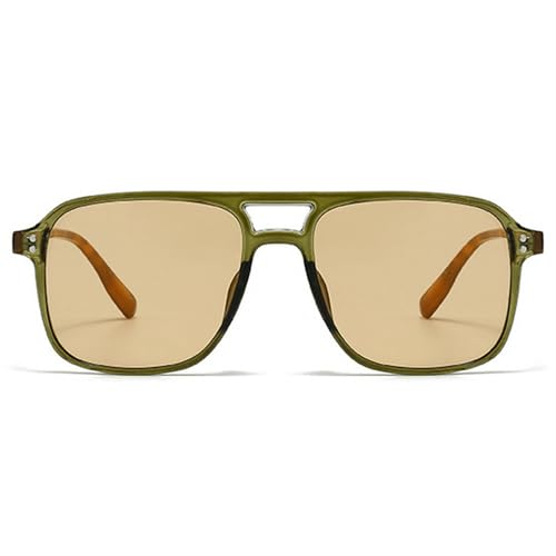 Retro Double Bridges Square Men Rivets Sunglasses Fashion Women Yellow Blue Shades UV400 Sun Glasses