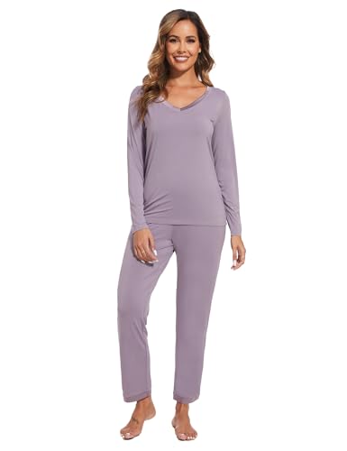 Image of GYS Women's Bamboo Viscose Long Sleeve Pajamas Set