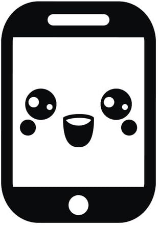 Amazon キュートブラックandホワイトスマートフォンiphone絵文字ビニールデカールステッカー 4 Tall ブラック ステッカー デカール 車 バイク