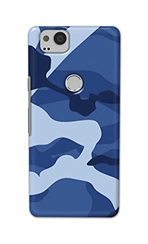 Image of Printed Hard Back Cover Case for Google Pixel 2 Back Cover (Army Blue Pattern) -702