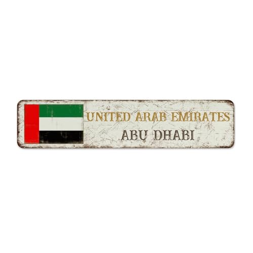 Metallschild mit der Flagge der Vereinigten Arabischen Emirate - Abu' Dhabi, Stadtstraße, modisch, schick, für den Außenbereich, zum Aufhängen, Raumschilder, National-Souvenir, Straßenraumdekoration