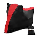 Indoor Motorcycle Cover, Soft Stretch Elastic Dustproof Protection Windproof Cover for Bike, Black and Red Stitching Motorcycle Cover for 96 x 41 x 49 in