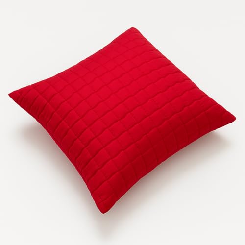 Image of Premium Quilted Cushion Cover 16x16 Inch - Dupion Silk Blend - Soft & Durable Decorative Pillow Cover for Sofa, Bed, Living Room - Set of 5 pc (Magenta)