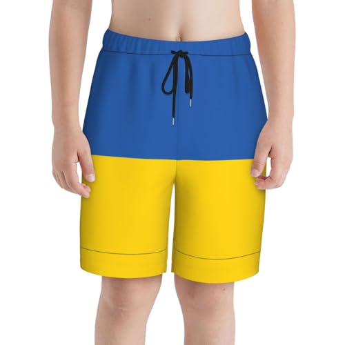 Flag of Ukraine Youth Beach Pants, Soft and Breathable, with Drawstring Waist, Suitable for Sports and Leisure.3