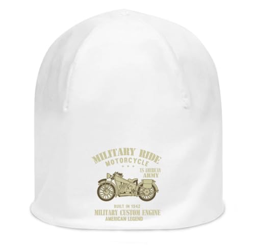 Bonnet moto US 1942 blanc en coton stretch taille unique pour style biker