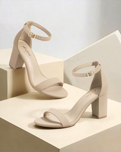 Image of Ankis Heels for Women Open Toe Ankle Strap Chunky Heel Sandals 2.75 Inch