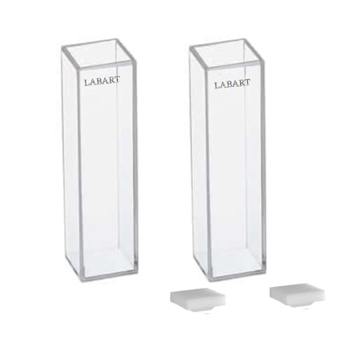 Image of LABART Quartz Cuvette (Pathlength: 10mm, Volume: 3.5ml with PTFE Cover, Flurometer) Set of 2 Pcs with Transmission Certificate