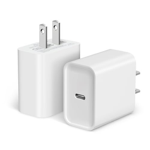 [2 Pack] iPhone 15 Charger Block, USB C Wall Charger 20W PD Power Adapter for iPhone 15/15Pro/15Pro Max/15Plus/14/13/12/11, iPad, Google Pixel, Samsung Galaxy and More