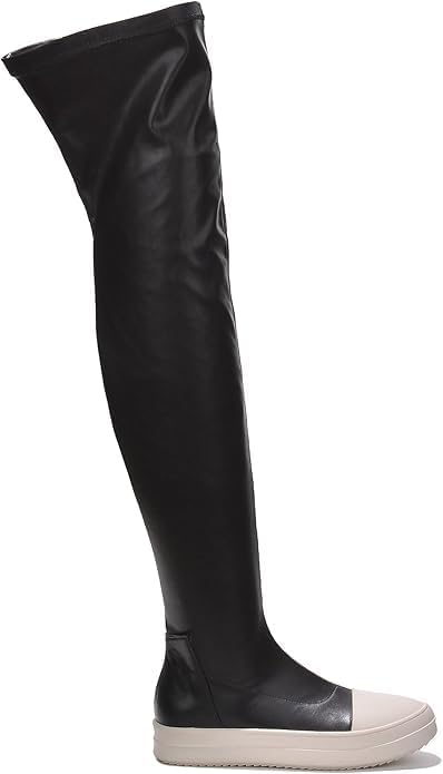 Cape Robbin Women Lug Sole Over the Knee Thigh high Round Toe Flat boots LUPITA BLACK 8