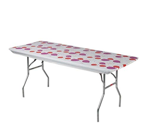 Image of Kwik-Covers 6' Rectangle Plastic Table Covers 30 inch x 72 inch, Bundle of 5 (Celebration)