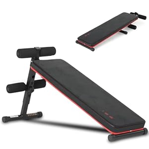 ISE Sit Up Bank, Banco de abdominales Plegable, ajustable en altura, acolchado, Banco de Peso Declinado Inclinado Abdominales en el hogar y gimnasio,max 150kg