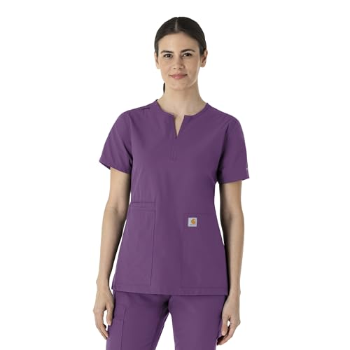 Carhartt Force Essentials Women's Notch Neck Tunic Scrub Top, Eggplant, 4XL