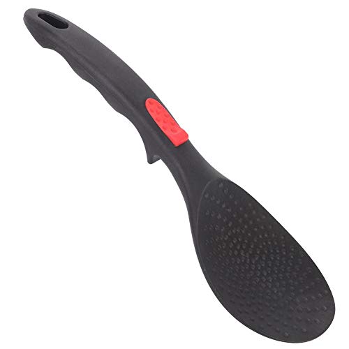 Fdit Silicone Handle Rice Spoonula, Spatula Spoon, Non Stick Rubber Rice Spoon Utensil Kitchen Cooking Tools(Black)