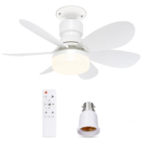 Pixel Beam 40W LED Ceiling Fan Light with Remote Control 52cm 6-Blade Dimmable E27/B22 Screw-in Lamp with Free Converter & Accessories Best Fan for Bedroom Kitchen Garage
