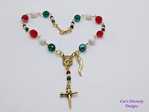 Italian Car/Vehicle Rosary - 8Mm With Seed Beads & Italian Horn (Cornicello) Charm #TOP2