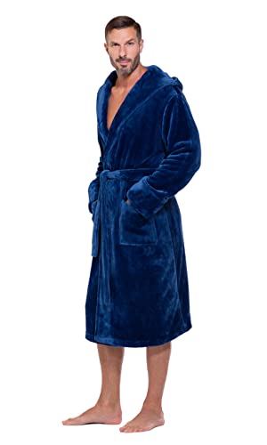 Turquaz Plush Robes For Men, Soft Fuzzy Hooded Mens Bathrobes, Long Comfy Robe For Men #TOP1