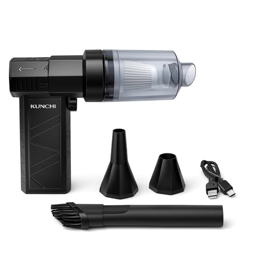Image of KUNCHI 2-in-1 Cordless Portable Vacuum Cleaner & Air Blower | 8000mAh Rechargeable Battery | 150000 RPM Voilent Fan | High-Speed BLDC Motor | USB Type-C Charging|Car, Laptop, Sofa & Home Cleaning (X6)