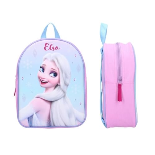 mybagstory   Mochila   La Frozen   3D   Rosa   Niño   Escuela   Kindergarten   Guardería   Guardería   Mochila para niña   Talla 29 cm   Tirantes ajustables, rosa, S