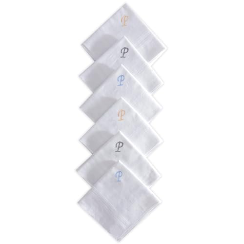 Image of Bonjour Men's White Cotton Handkerchief With Alphabet (A to Z) Initial (Pack of 6)