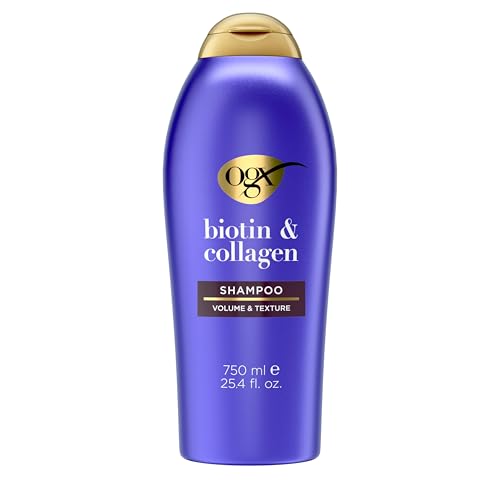 OGX (Organix) OGX Thick & Full + Biotin & Collagen Volumizing Shampoo, Nutrient-Infused Hair Shampoo with Vitamin B7 Biotin Gives Hair Volume & Body for 72+ Hours, Sulfate-Free Surfactants, 25.4 fl. oz