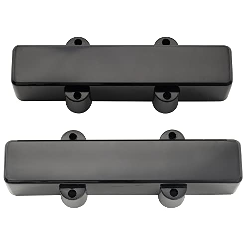 Musiclily Pro Plastic F91.6/R95Mm Jazz Bass Pickup Covers No Holes Set For Fender J-Bass, Black (Set Of 2) #TOP24