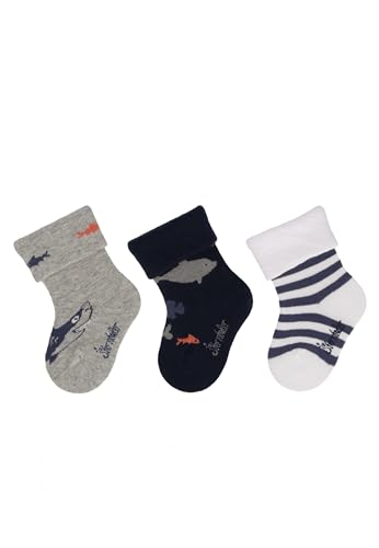 Sterntaler baby socks 3-pack shark boys Socks (3-Pack), Light Grey, Mottled, 14