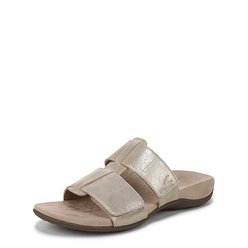 Vionic Riley Slide Sandals Gold Metal Leather 7.5 W