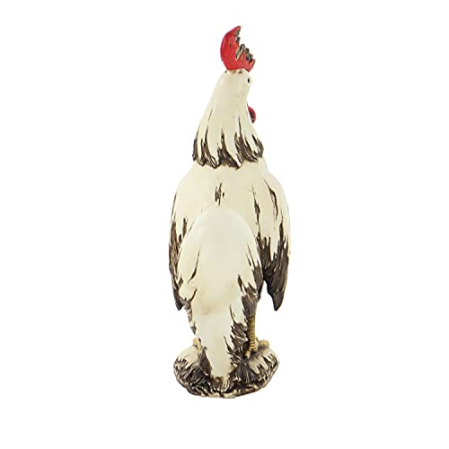 Deco 79 Farmhouse Polystone Rooster Garden Sculpture, 10" X 6" X 15", White #TOP3