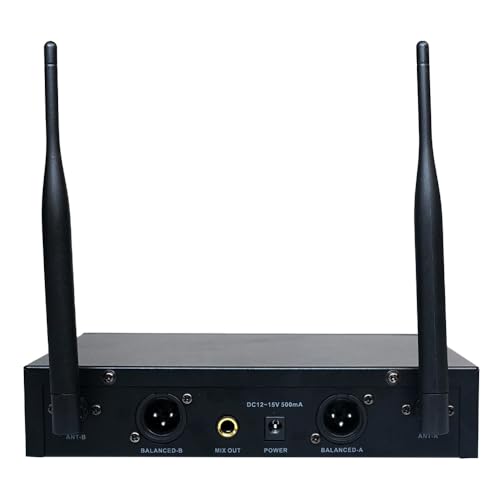 Image of Kadence KB02 Jamming Series Dual Channel UHF Wireless Mic | 2 Handheld Mic with Anti-Roll Grips | 48 Preset Frequency Range | Separate Volume Control | Ideal for Singing, Speech & Events | Black