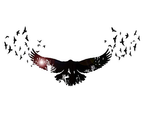 DesignToRefine Vinyl Wall Decal Raven Birds Gothic Style Trees Animals Nature Stickers Large Decor (1336ig) Black S 10.3 in X 22.5 in