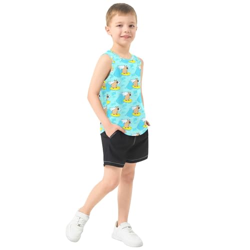Capybara Surfing Wave Boys Tank Tops Toddler Tank Top Shirts Undershirts Quik Dry for Boy,3T4