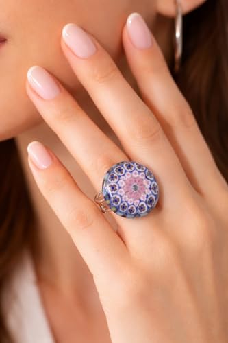 Bague en verre de Murano authentique avec murrine millefiori faite main