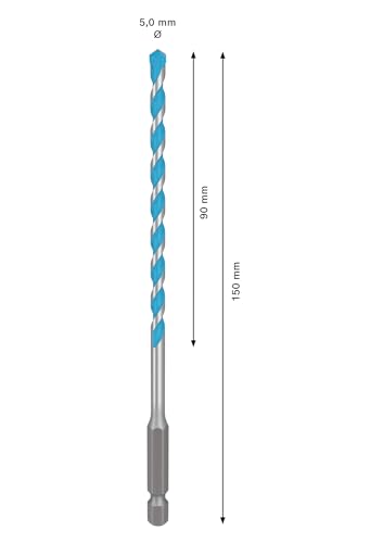 Bosch 1x EXPERT HEX-9 MultiConstruction Bohrer (für Beton, Weiche Fliesen, Ø 5,00 mm, Professional Zubehör Bohrmaschine/Schrauber) – Ansicht 3