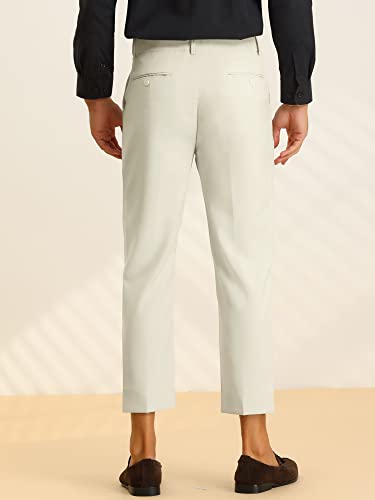 Lars Amadeus Cropped Dress Pants for Men's Pleated Front Slim Fit Solid Business Tapered Trousers3