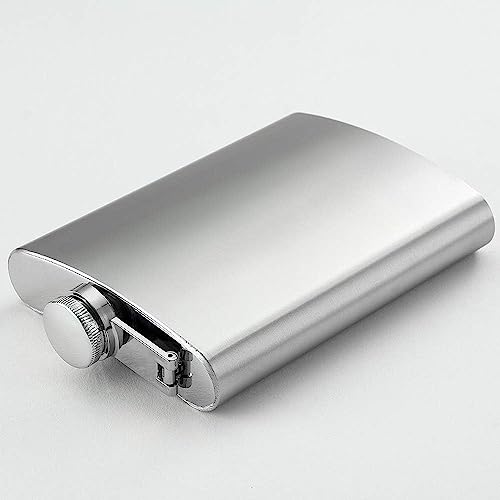 Image of Plain Silver Design Stainless Steel Hip Flask with Funnel 8 Oz (236 ml) I Wine Whiskey Liquor Holder Flask I Unisex Alcoholic Drinks Holder Pocket Size Bottle (Plain Silver+Funnel)