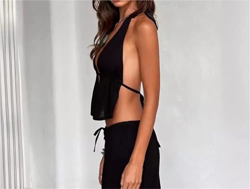 Spring Summer Sexy Open-Back Neck Women's Clothing Bind Strap Sleeveless Vest Slims Your Silhouette Suit2