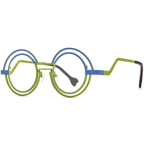 Image of FONEX Colorful Pure Titanium Glasses Frame Women Retro Round Eyeglasses