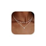 Coshilta Layered Silver Necklace for Women Trendy，Dainty 14K Silver Plated CZ Pendant Layered Gold Necklaces Set Choker Necklaces Simple Cubic Zirconia Necklace Stack Chain Jewelry Gift