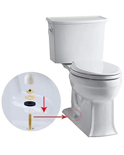 Toilet Floor Bolts And Caps Set,Solid Brass Toilet Bowl To Floor Bolts With Washers And Round Cover Caps Toilet Bolt Kit, White #TOP4