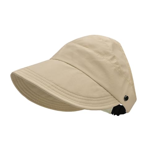 UV Sun Hats Double-Sided Can Wear Beach Hat Women Sun Hat Fashion Fisherman Hat UV Protection Breathable (Khaki One Size)