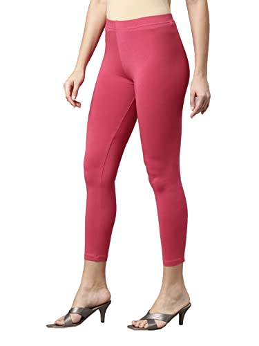Image of GO COLORS Soft Cotton Stretch Cropped Leggings for Women | Breathable, Mid Rise