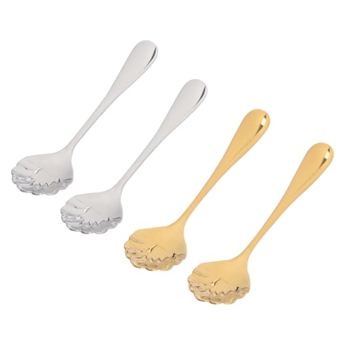 ULTECHNOVO 4 Piezas Cuchara de de conchas servicio azúcar cuchara de crema chaquetas hielo cuchara de té de helado Cucharas cuchara de postre postres Acero inoxidable