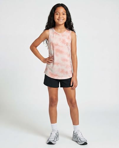 Image of Real Essentials 4 Pack: Girls' Dry-Fit Active Tank Top - Gym Running Workout Athletic Shirt for Kids Teens Youth