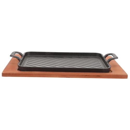Toyvian 1 Set Heavy Duty Iron Bbq Grilling Pan Nonstick Griddle Plate for Cooked Meat Durable and Even Heat Distribution for Outdoor Barbecue and Indoor Cooking
