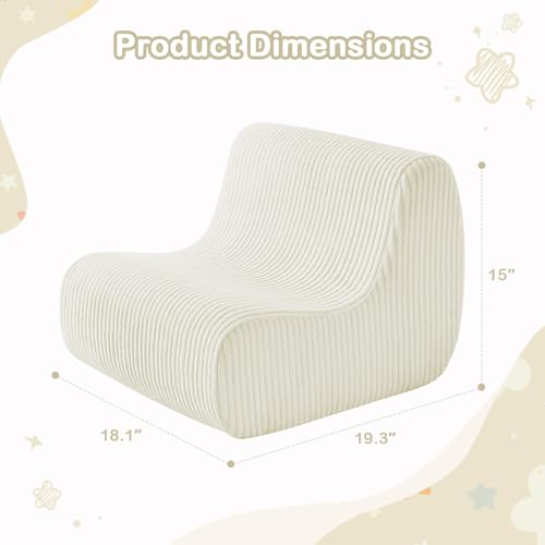 Image of DAICO Kids Bean Bag Chair, Ultra-Soft Toddler Bean Bag Sofa with Handle, Small Toddler Chairs Comfy Reading Lounger Foam Couch for Playroom or Bedroom - Birthday Gift for Boys and Girls Beige Washable