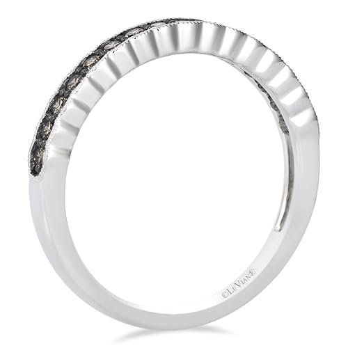 LE VIAN 1/3 Carat Chocolate Diamond Ring for Women | 14k White Gold Shared Prong Statement Ring for Her Elegant and Vintage (Brown, 0.29 cttw) Promise Wedding Anniversary Slim Band Size 5 to 8.52