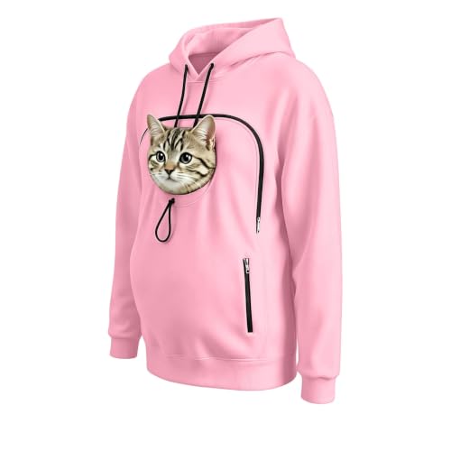Womens Hoodie With Cat Pouch Zipper Pockets Dog Carrier Pet Pouch Hoodies - image 5