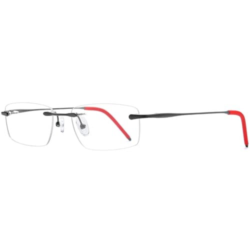 Image of Titanium Glasses Frame,Rimless Optical Eyewear Eyeglasses for Men and Women