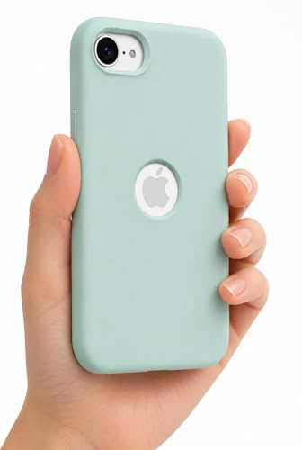 Image of Elzzi Microfiber Logo Cut Cover Compatible for iPhone 16e /17e Case Liquid Silicone Cases Full Body 4 Layer Protective Covers Shockproof Back Cover with High Raised Camera Lips (6.1 inch, Mint Green)